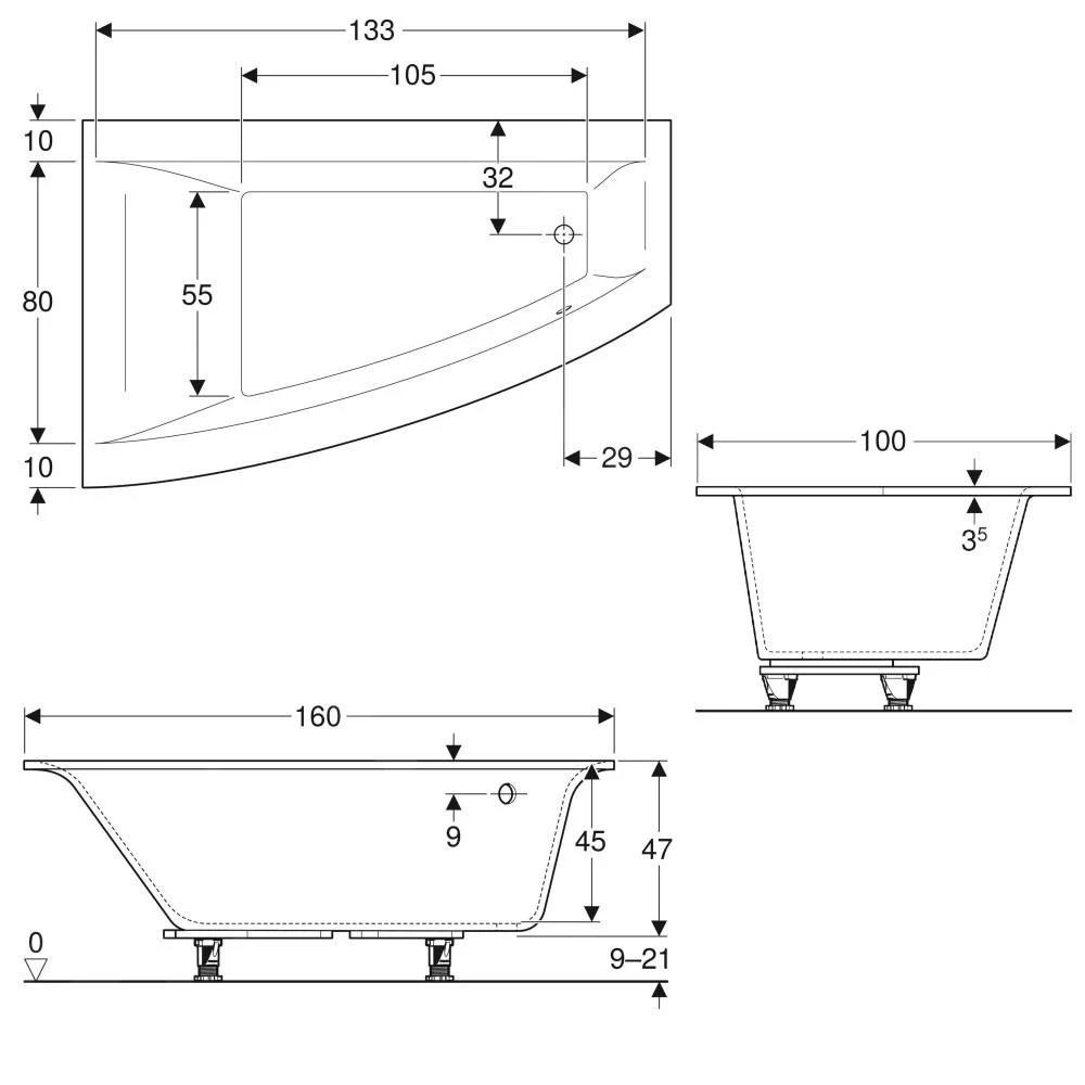 Geberit Selnova Square - Asymmetrisch Bad 1600x1000x470 Mm, Links, Wit 554.292.01.1 2 Geberit Selnova Square - Asymmetrisch Bad 1600x1000x470 Mm, Links, Wit 554.292.01.1 - Afbeelding 2