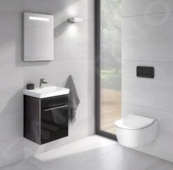 Villeroy & Boch Avento - Wastafelkast, 430x514x352 Mm, 1 Deur, Crystal Black A88701B3 -Badkamer Luxe 83f14afb4d3b28b147f81138