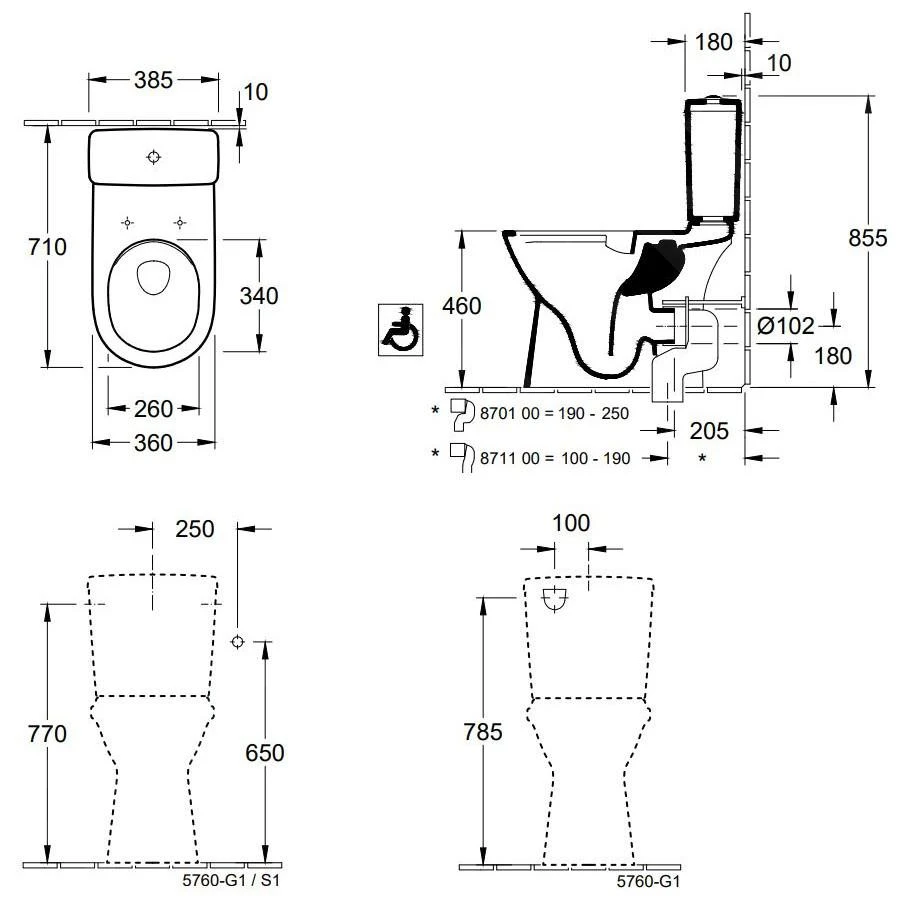 Villeroy & Boch ViCare - Staande Toiletpot Voor Mensen Met Beperkte Bewegingsmogelijkheden, Vario Afvoer, DirectFlush, AntiBac, CeramicPlus, Alpine Wit 4620R0T2 2 Villeroy & Boch ViCare - Staande Toiletpot Voor Mensen Met Beperkte Bewegingsmogelijkheden, Vario Afvoer, DirectFlush, AntiBac, CeramicPlus, Alpine Wit 4620R0T2 - Afbeelding 2