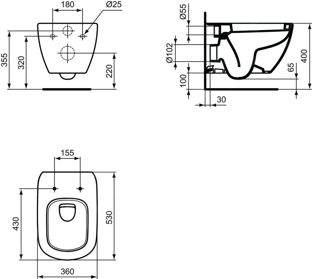 Ideal Standard Tesi - Hangend Toilet, Wit T007801 2 Ideal Standard Tesi - Hangend Toilet, Wit T007801 - Afbeelding 2