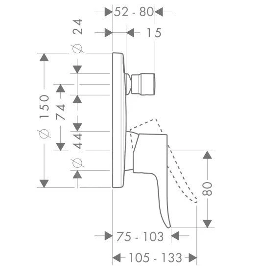 Hansgrohe Metris New - Eengreeps Badmengkraan Afbouwdeel, Chroom 31487000 2 Hansgrohe Metris New - Eengreeps Badmengkraan Afbouwdeel, Chroom 31487000 - Afbeelding 2