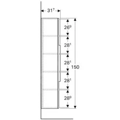 Geberit ICon - Hoge Kast Met Deur En Spiegel, 360x1500x309 Mm, Platina Hoogglans 840152000 -Badkamer Luxe 862517295b48728605cb2f3a 1