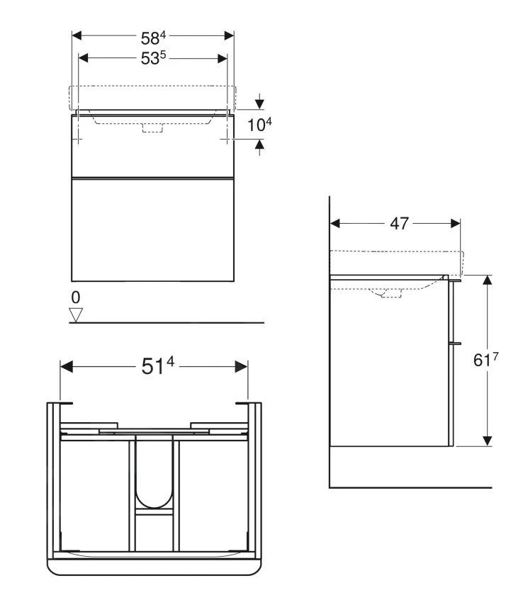 Geberit Smyle Square - Wastafelkast, 584x470x617 Mm, 2 Laden, Zand Grijs 500.352.JL.1 2 Geberit Smyle Square - Wastafelkast, 584x470x617 Mm, 2 Laden, Zand Grijs 500.352.JL.1 - Afbeelding 2