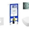 Geberit Duofix - Toiletset Met Sigma01 Bedieningsplaat, Glanzend Chroom + Villeroy Boch Hangend Toilet En Wc Bril, SoftClose, DirectFlush, CeramicPlus 111.355.00.5 NI2