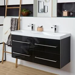 Villeroy & Boch Avento - Wastafelkast, 1180x514x452 Mm, 4 Laden, Crystal Black A89300B3 -Badkamer Luxe 86f13eff9a95c45e1c22e088