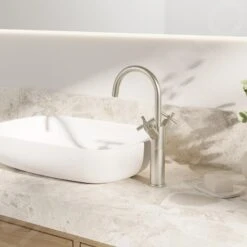 Steinberg 250 - Wastafelkraan Met Waste, Geborsteld Nikkel 250 1550 BN -Badkamer Luxe 876bf0fa10b85890b7ecc99c