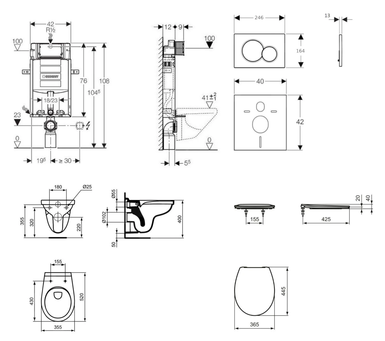 Geberit Kombifix - Set Voorwandinstallatie, Closet Alpha Met WC-zitting, Bedieningsplaat Sigma01, Glanzend Chroom 110.302.00.5 ND2 2 Geberit Kombifix - Set Voorwandinstallatie, Closet Alpha Met WC-zitting, Bedieningsplaat Sigma01, Glanzend Chroom 110.302.00.5 ND2 - Afbeelding 2