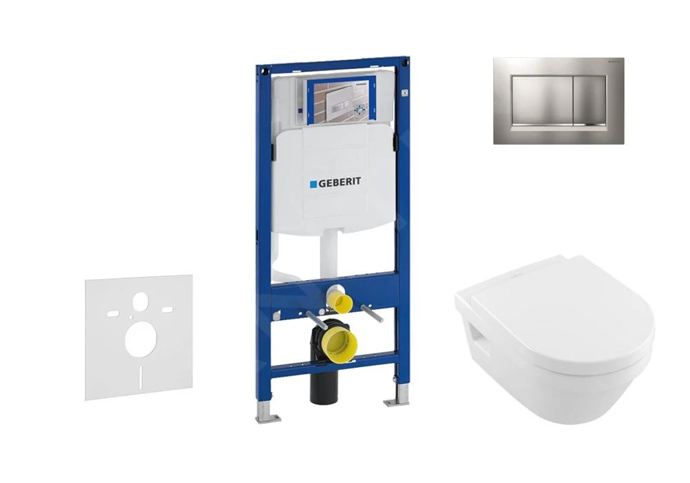 Geberit Duofix - Inbouwreservoir Voor Hangend Toilet Met SIGMA30 Bedieningsknop, Mat Chroom/chroom + Villeroy Boch - Hangend Toilet En Wc-bril, DirectFlush, SoftClose, CeramicPlus 111.300.00.5 NB7 1 Geberit Duofix - Inbouwreservoir Voor Hangend Toilet Met SIGMA30 Bedieningsknop, Mat Chroom/chroom + Villeroy Boch - Hangend Toilet En Wc-bril, DirectFlush, SoftClose, CeramicPlus 111.300.00.5 NB7