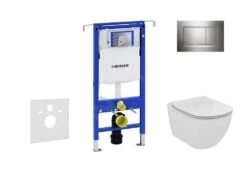 Geberit Duofix - Set Voorwandinstallatie, Toilet En Zitting Ideal Standard Tesi, Sigma30 Bedieningsplaat, Chroom 111.355.00.5 NF6