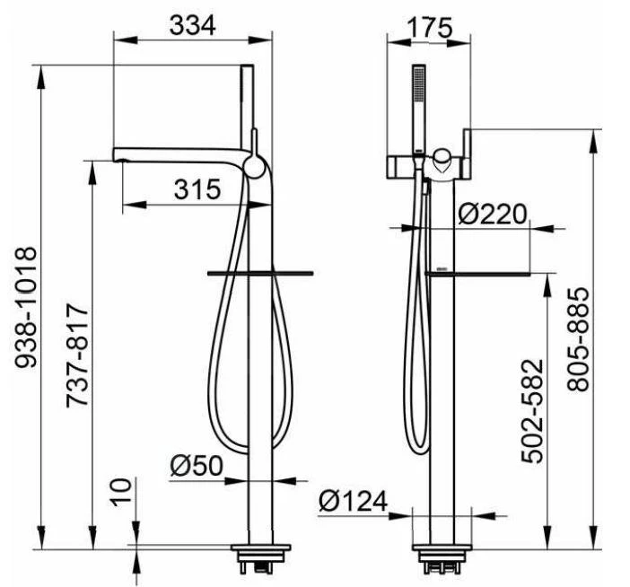 Keuco Edition 400 - Vrijstaande Badkraan, Zwart Chroom 51527130100 2 Keuco Edition 400 - Vrijstaande Badkraan, Zwart Chroom 51527130100 - Afbeelding 2
