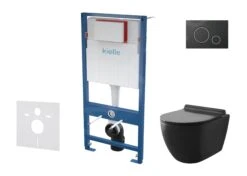 Kielle Genesis - Set Voorwandinstallatie, Toilet Gaia, Toiletbril Softclose En Bedieningspaneel Gemini II, Mat Zwart / Chroom 30505SS09