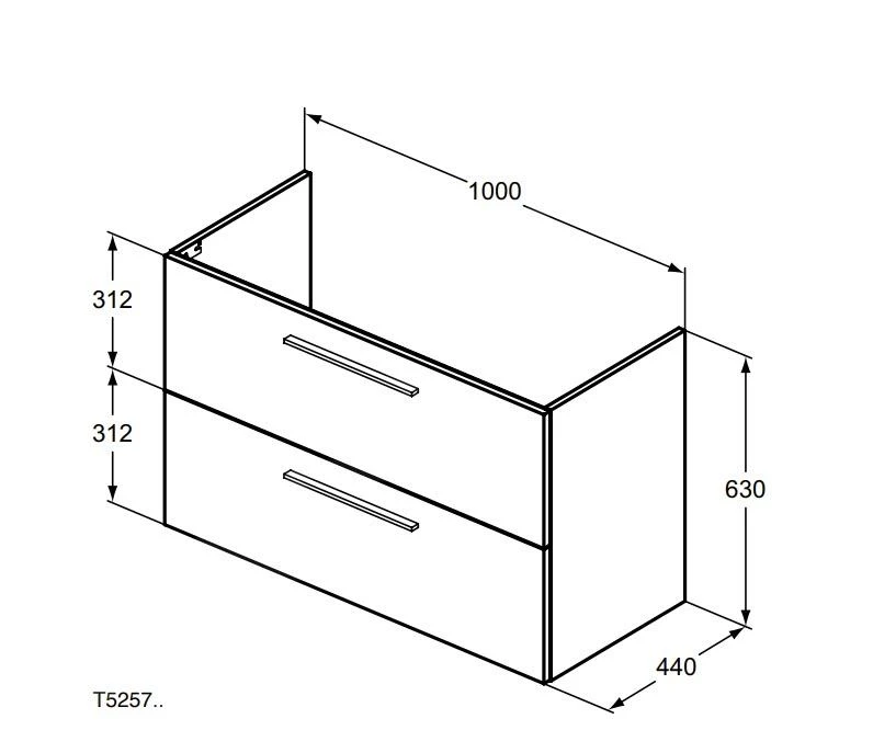 Ideal Standard I.Life A - Wastafelonderkast, 1000x440x630 Mm, 2 Laden, Mat Beige T5257NH 2 Ideal Standard I.Life A - Wastafelonderkast, 1000x440x630 Mm, 2 Laden, Mat Beige T5257NH - Afbeelding 2