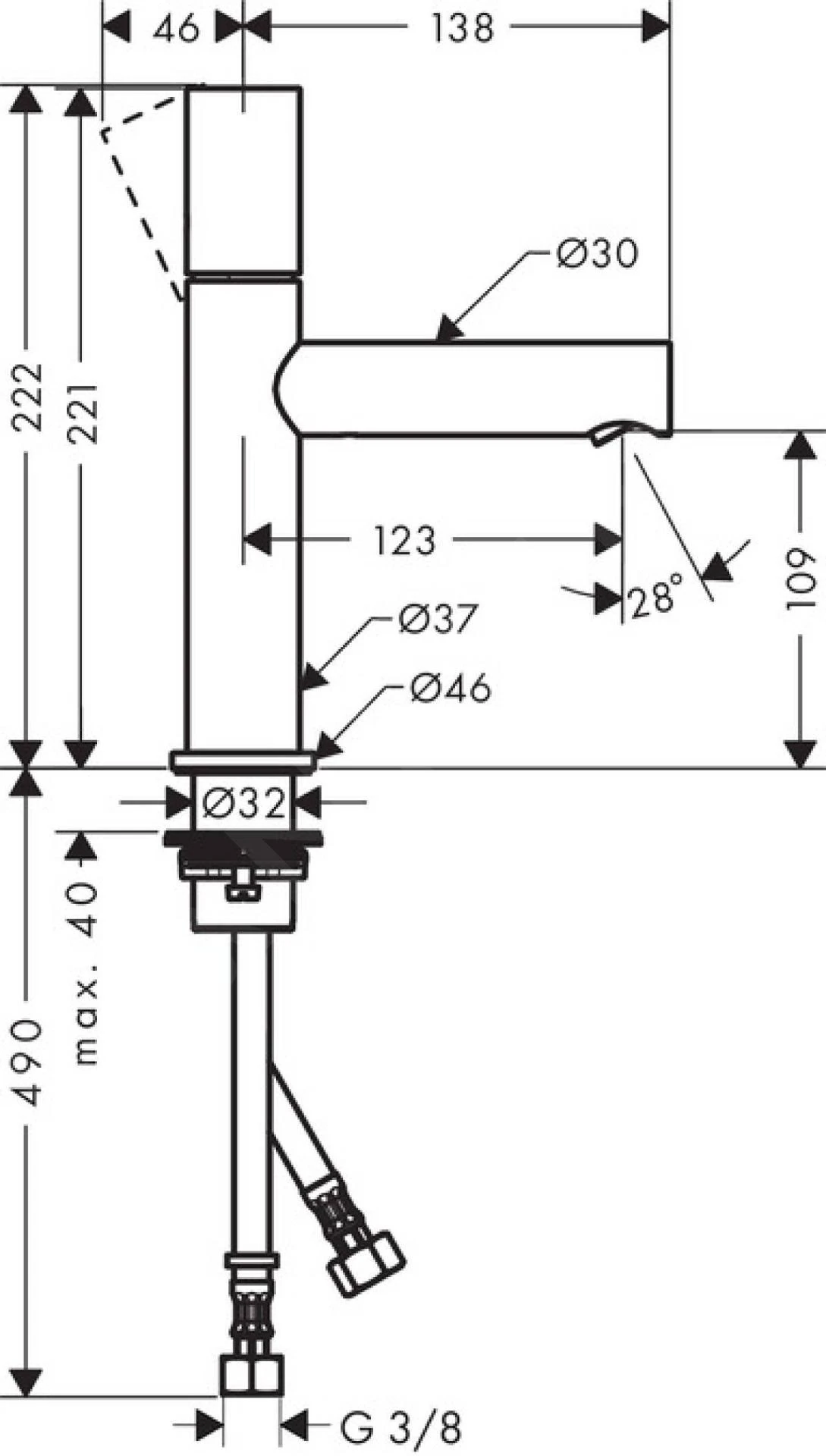 Axor Uno - Wastafelkraan 110, Geborsteld Nikkel 45002820 2 Axor Uno - Wastafelkraan 110, Geborsteld Nikkel 45002820 - Afbeelding 2