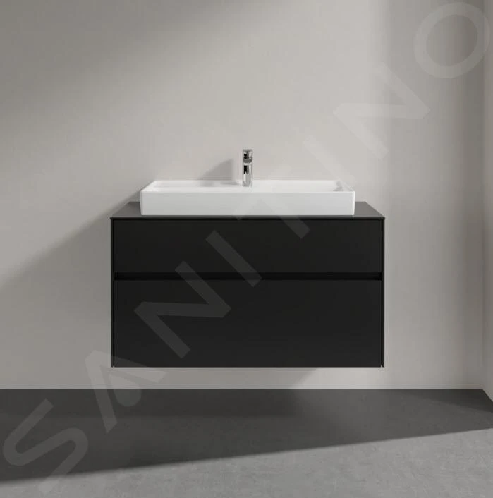 Villeroy & Boch Collaro - Wastafelkast, 1000x548x500 Mm, 2 Laden, Mat Zwart C02000PD 8 Villeroy & Boch Collaro - Wastafelkast, 1000x548x500 Mm, 2 Laden, Mat Zwart C02000PD - Afbeelding 8