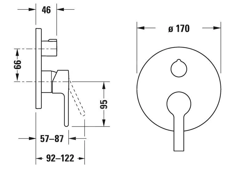 Duravit B.2 - Inbouw Douchemengkraan, Voor 2 Functies, Chroom B24210012010 2 Duravit B.2 - Inbouw Douchemengkraan, Voor 2 Functies, Chroom B24210012010 - Afbeelding 2