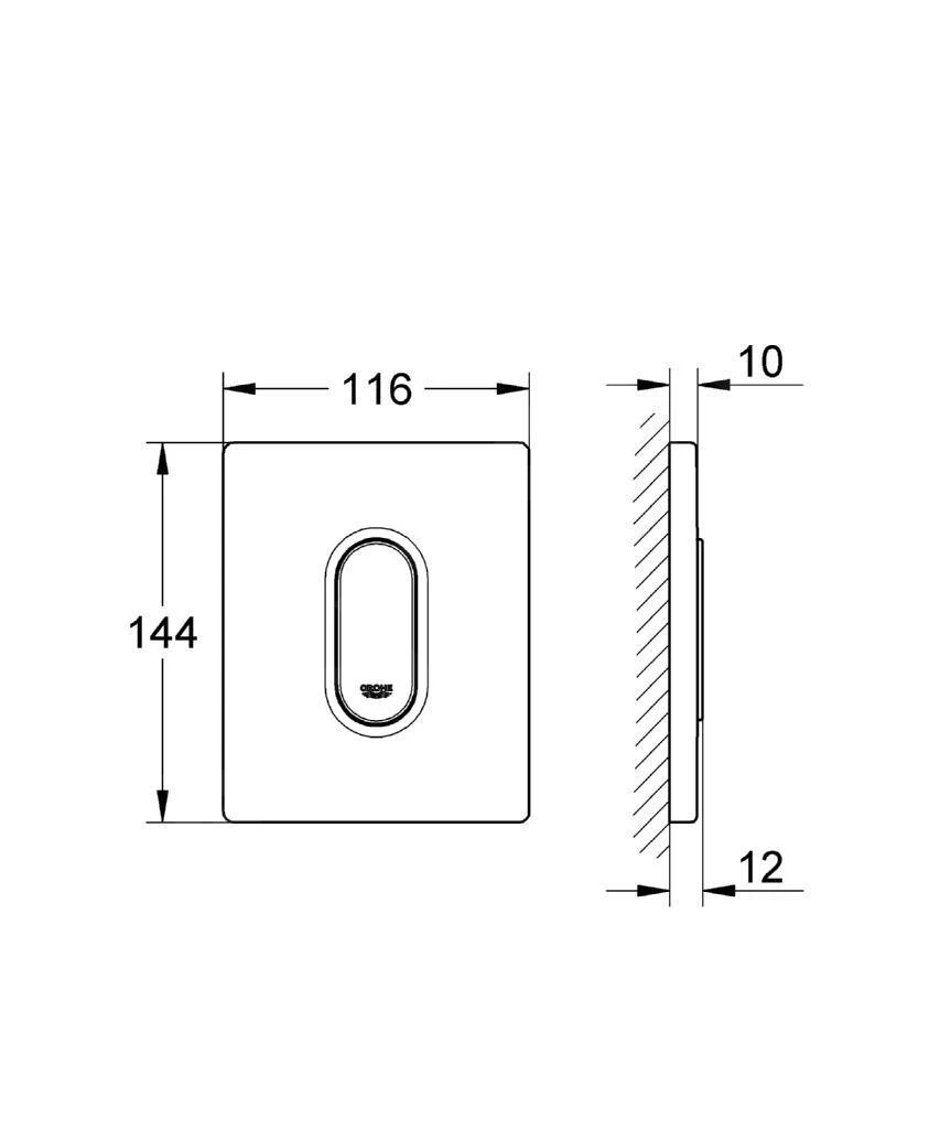 Grohe Arena Cosmo - Bedieningsplaat, Mat Chroom 38857P00 2 Grohe Arena Cosmo - Bedieningsplaat, Mat Chroom 38857P00 - Afbeelding 2