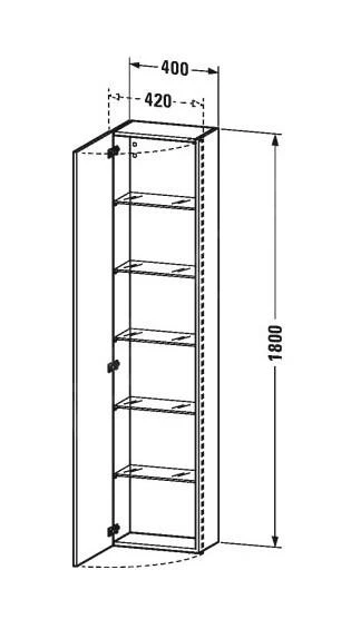 Duravit DuraStyle - Hoge Kast 1800x400x240 Mm, Links, Glanzend Wit DS1228L2222 2 Duravit DuraStyle - Hoge Kast 1800x400x240 Mm, Links, Glanzend Wit DS1228L2222 - Afbeelding 2