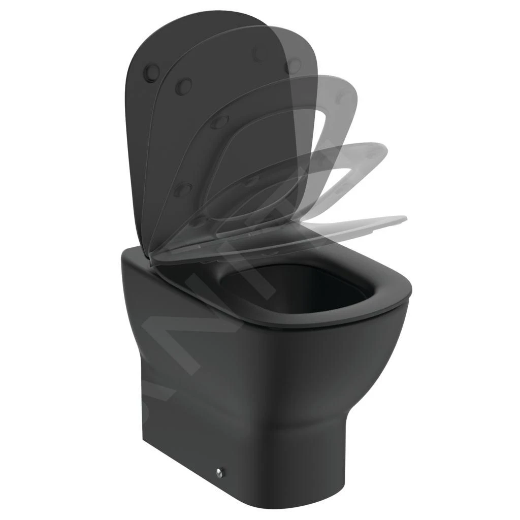 Ideal Standard Tesi - Staand Toilet Met Soft-Close Wc Bril, Horizontale Afvoer, AquaBlade, Zwart T3536V3 3 Ideal Standard Tesi - Staand Toilet Met Soft-Close Wc Bril, Horizontale Afvoer, AquaBlade, Zwart T3536V3 - Afbeelding 3