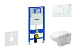 Geberit Duofix - Toiletset Met Sigma01 Bedieningsplaat, Alpine Wit + Duravit D-Code Hangend Toilet En Wc Bril, Rimless, SoftClose 111.300.00.5 NH1