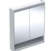 Geberit ONE - Spiegelkast Met LED-verlichting, 750x900x150 Mm, 2 Deuren, Met Nis, Aluminium 505.832.00.1