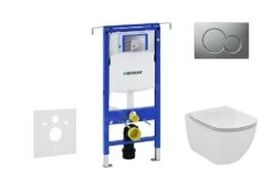 Geberit Duofix - Set Voorwandinstallatie, Toilet En Zitting Ideal Standard Tesi, Bedieningsplaat Sigma01, Mat Chroom 111.355.00.5 NF3