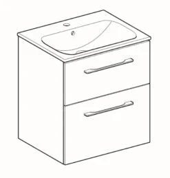 Geberit Selnova Square - Wastafelonderkast 635x588x480 Mm, Met Wastafel, 2 Laden, Hickorynoot 501.238.00.1 -Badkamer Luxe 913cc16ae2932af3704d9e77