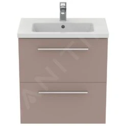 Ideal Standard I.Life S - Wastafelonderkast, 600x375x630 Mm, 2 Laden, Mat Beige T5293NH -Badkamer Luxe 9204b428e1f3c7044b59939a