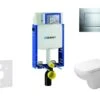 Geberit Kombifix - Toiletset Met Sigma30 Bedieningsplaat, Glazend Chroom/mat Chroom + Duravit D-Code Hangend Toilet En Wc Bril, Rimless, SoftClose 110.302.00.5 NH6