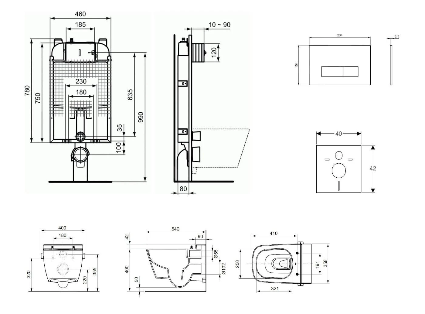 Ideal Standard ProSys - Toiletset- Inbouwreservoir, Douche-WC, WC-zitting TECEone, Oleas M2 Bedieningsplaat, Rimless, SoftClose, Chroom ProSys80M SP129 2 Ideal Standard ProSys - Toiletset- Inbouwreservoir, Douche-WC, WC-zitting TECEone, Oleas M2 Bedieningsplaat, Rimless, SoftClose, Chroom ProSys80M SP129 - Afbeelding 2