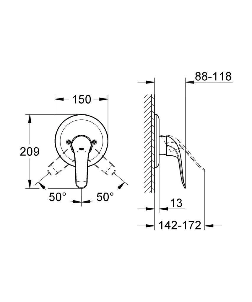 Grohe Euroeco Special - Inbouw Douchekraan, Chroom 32784000 2 Grohe Euroeco Special - Inbouw Douchekraan, Chroom 32784000 - Afbeelding 2