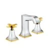 Hansgrohe Metropol Classic - 3-gats Wastafelkraan 110 Met Greep In Kruisvorm, Met Afvoergarnituur Met Trekstang, Chroom/ Goud Look 31306090