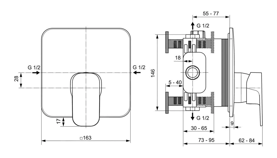 Ideal Standard Tonic II - Inbouw Douchekraan, Chroom A6339AA 2 Ideal Standard Tonic II - Inbouw Douchekraan, Chroom A6339AA - Afbeelding 2