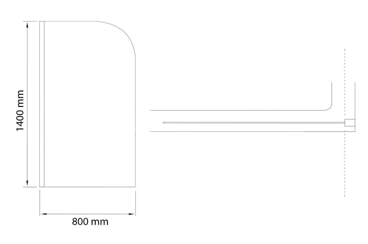 Lansanit LitEX - Badscherm 800x1400 Mm, Helder Glas B1 2 Lansanit LitEX - Badscherm 800x1400 Mm, Helder Glas B1 - Afbeelding 2