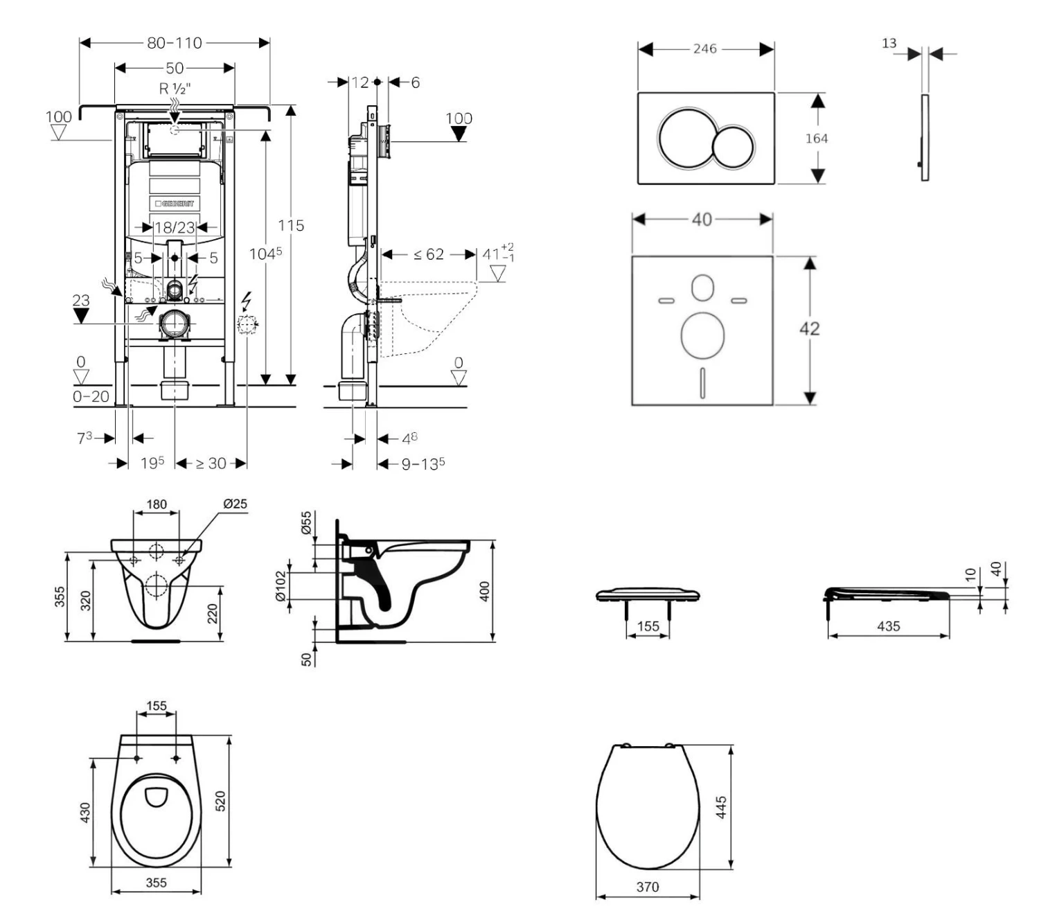 Geberit Duofix - Set Voorwandinstallatie, Closet Alpha Met WC-zitting, Bedieningspaneel Sigma01, Mat Chroom 111.355.00.5 NR3 2 Geberit Duofix - Set Voorwandinstallatie, Closet Alpha Met WC-zitting, Bedieningspaneel Sigma01, Mat Chroom 111.355.00.5 NR3 - Afbeelding 2