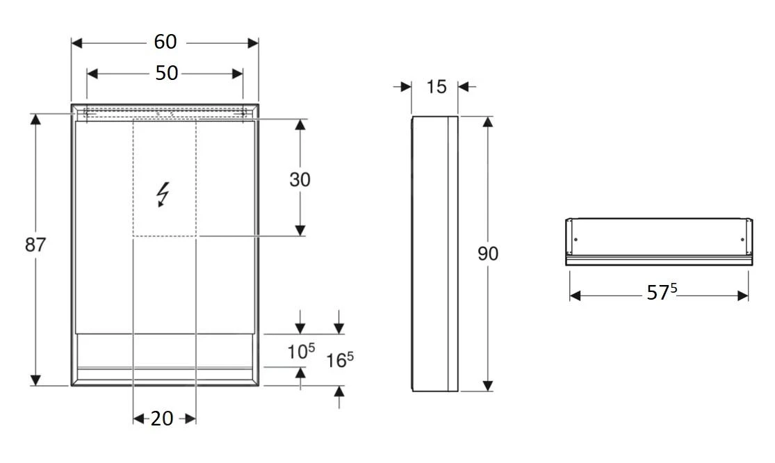 Geberit ONE - Spiegelkast Met LED-verlichting, 600x900x150 Mm, Scharnieren Links, Met Nis, Wit 505.830.00.2 2 Geberit ONE - Spiegelkast Met LED-verlichting, 600x900x150 Mm, Scharnieren Links, Met Nis, Wit 505.830.00.2 - Afbeelding 2