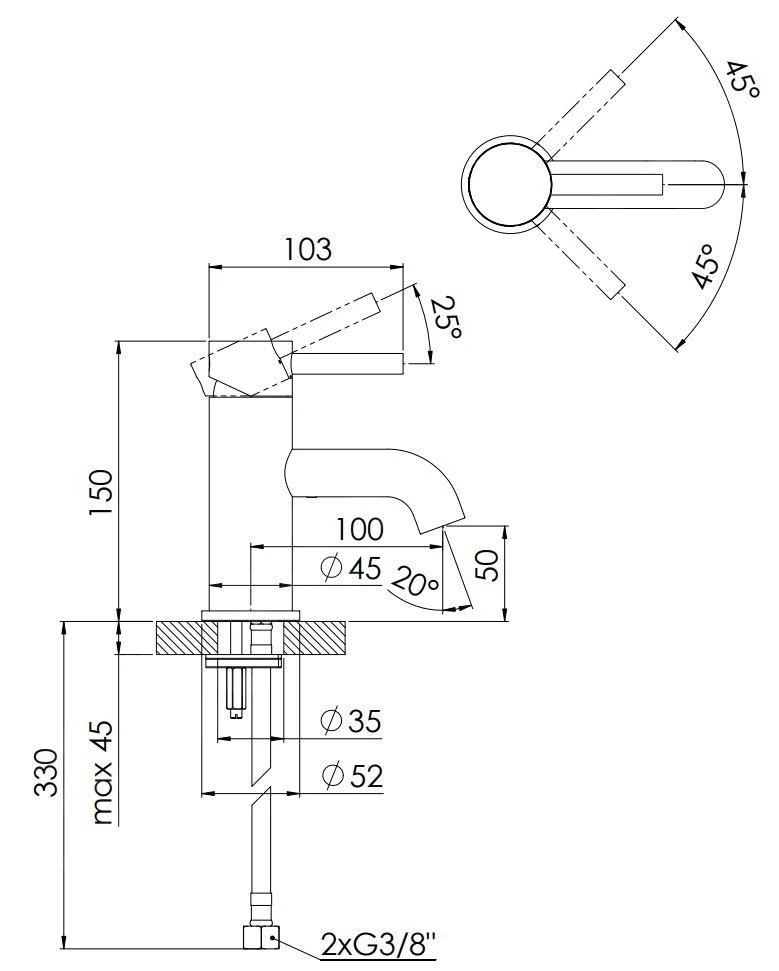 Steinberg 100 - Wastafelkraan, Mat Zwart 100 1010 S 2 Steinberg 100 - Wastafelkraan, Mat Zwart 100 1010 S - Afbeelding 2
