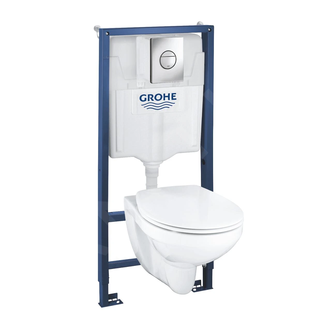 Grohe Solido - Complete Toiletset, Wandcloset + Bau Ceramic Toiletzitting Met SoftClose, Sail Bedieningsplaat, Chroom 39499000 1 Grohe Solido - Complete Toiletset, Wandcloset + Bau Ceramic Toiletzitting Met SoftClose, Sail Bedieningsplaat, Chroom 39499000