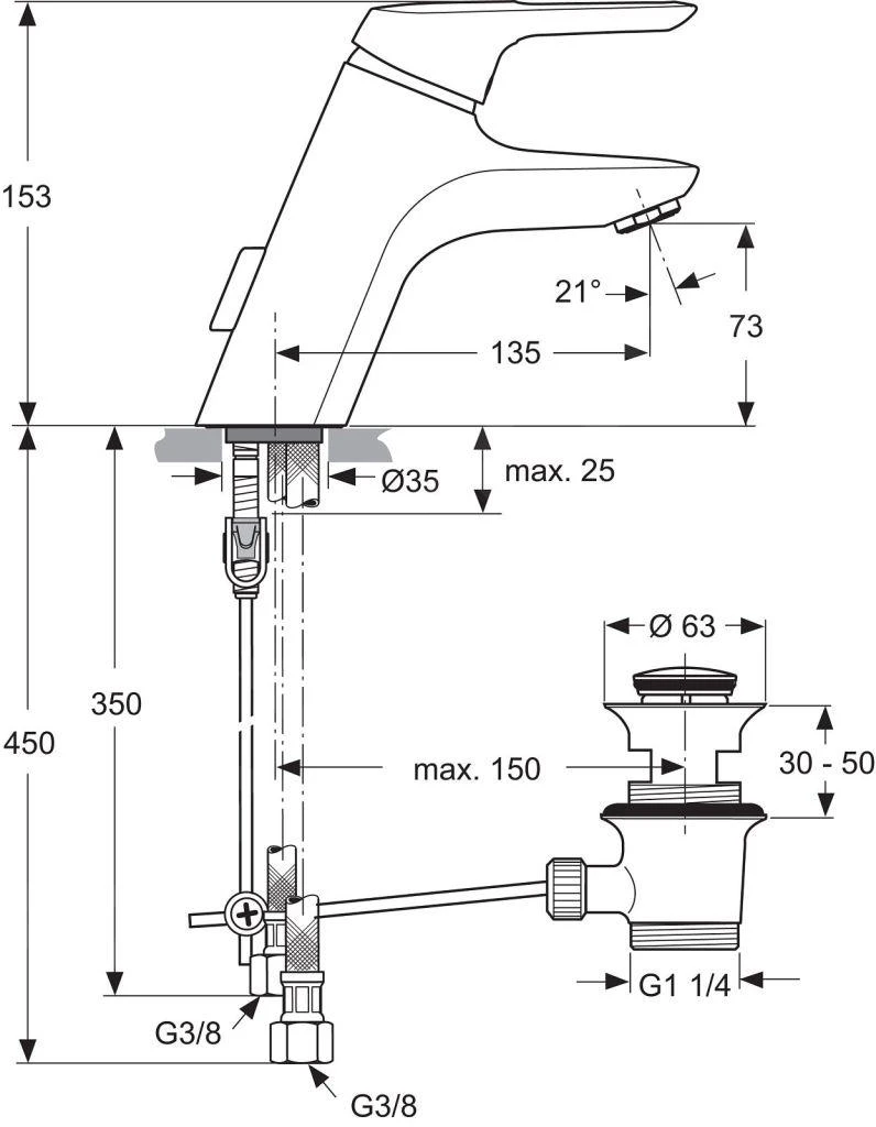 Ideal Standard CeraMix Blue - Wastafelkraan Met Waste, Chroom A5646AA 2 Ideal Standard CeraMix Blue - Wastafelkraan Met Waste, Chroom A5646AA - Afbeelding 2