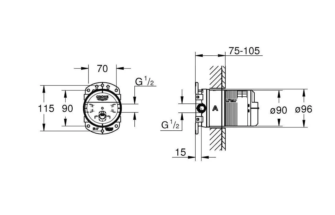 Grohe Rainshower - Inbouw Basisgarnituur DN 15, Chroom 26483000 2 Grohe Rainshower - Inbouw Basisgarnituur DN 15, Chroom 26483000 - Afbeelding 2