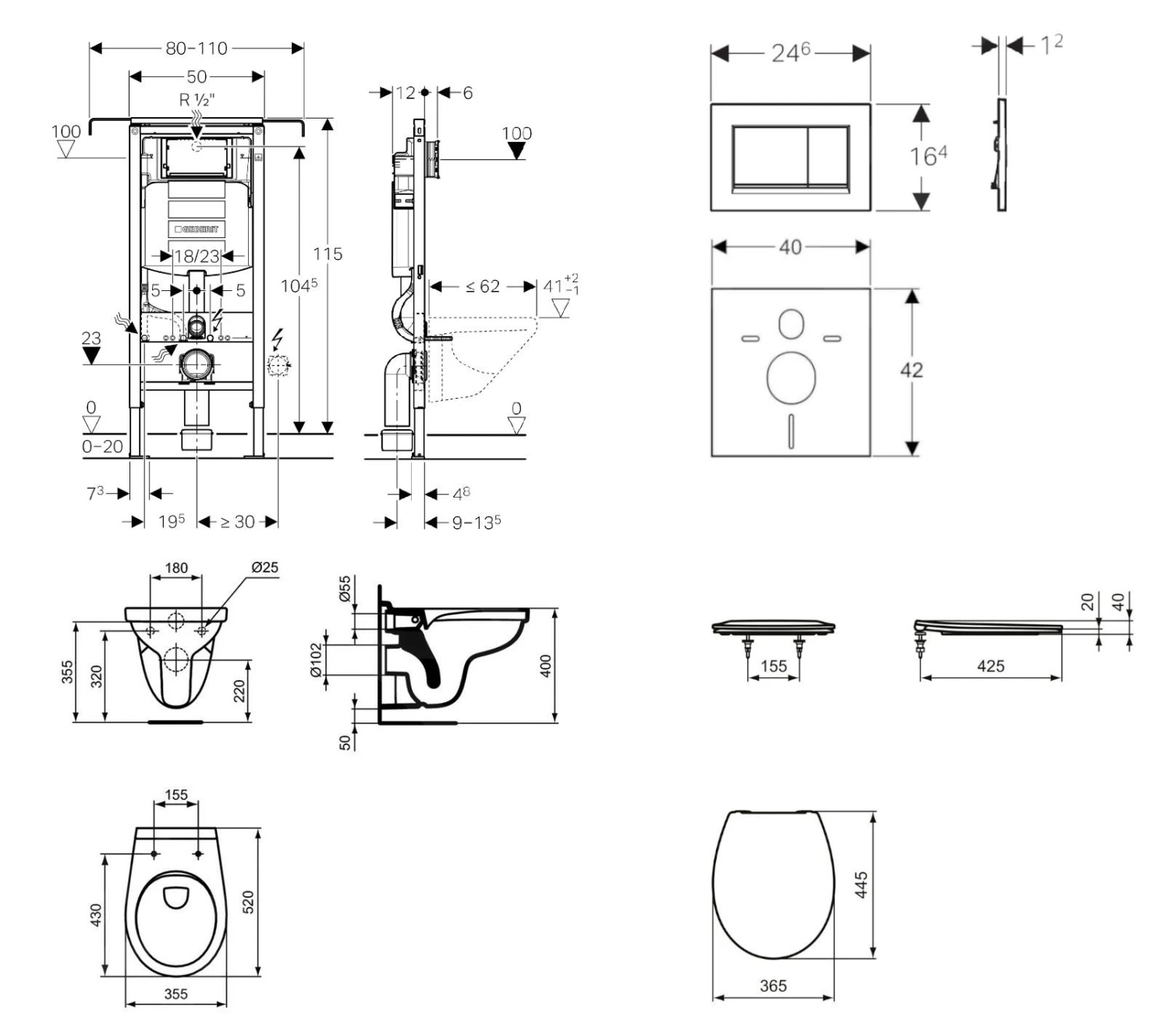 Geberit Duofix - Set Voorwandinstallatie, Closet Alpha Met WC-zitting, Bedieningspaneel Sigma30, Wit/chroom 111.355.00.5 ND5 2 Geberit Duofix - Set Voorwandinstallatie, Closet Alpha Met WC-zitting, Bedieningspaneel Sigma30, Wit/chroom 111.355.00.5 ND5 - Afbeelding 2