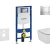 Geberit Duofix - Inbouwreservoir Voor Hangend Toilet Met SIGMA30 Bedieningsknop, Glanzend Chroom/mat Chroom + Ideal Standard Tesi - Hangend Toilet En Wc-bril, Aquablade, SoftClose 111.300.00.5 NU6