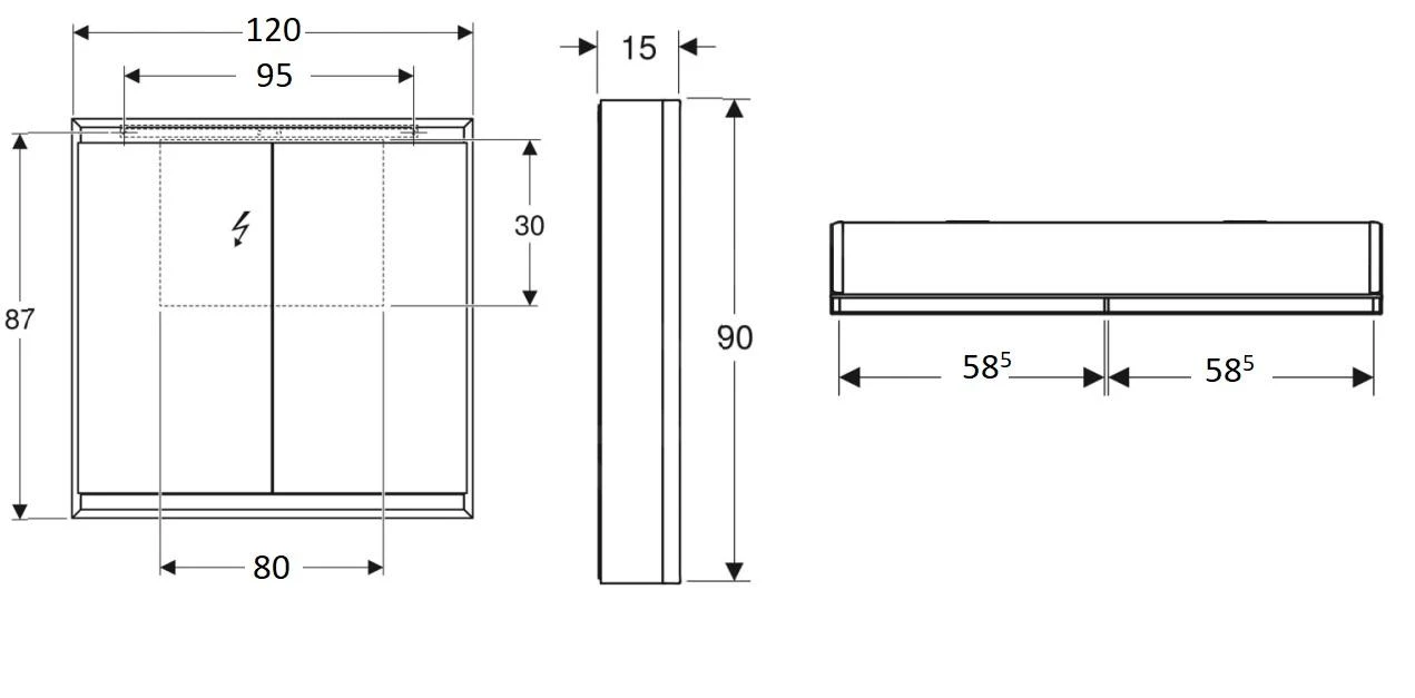 Geberit ONE - Spiegelkast Met LED-verlichting, 1200x900x150 Mm, 2 Deuren, Wit 505.815.00.2 2 Geberit ONE - Spiegelkast Met LED-verlichting, 1200x900x150 Mm, 2 Deuren, Wit 505.815.00.2 - Afbeelding 2