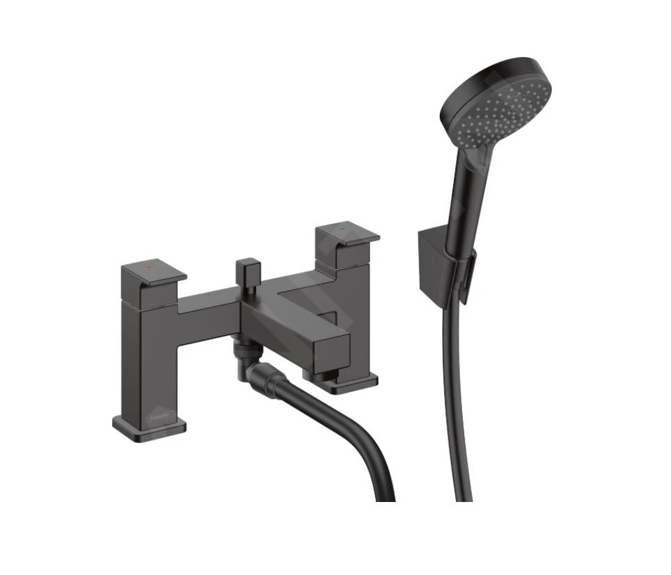 Hansgrohe Vernis Shape - Badrandkraan Met Accessoires, 2-gats, Mat Zwart 71462670 1 Hansgrohe Vernis Shape - Badrandkraan Met Accessoires, 2-gats, Mat Zwart 71462670