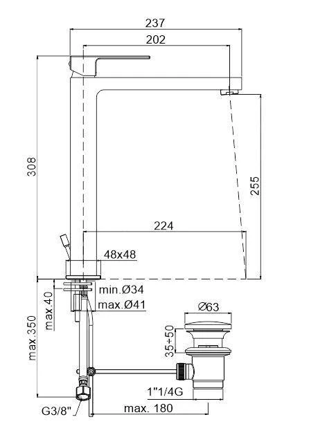 Paffoni Effe - Wastafelkraan Tall Met Waste, Chroom EF085CR 2 Paffoni Effe - Wastafelkraan Tall Met Waste, Chroom EF085CR - Afbeelding 2