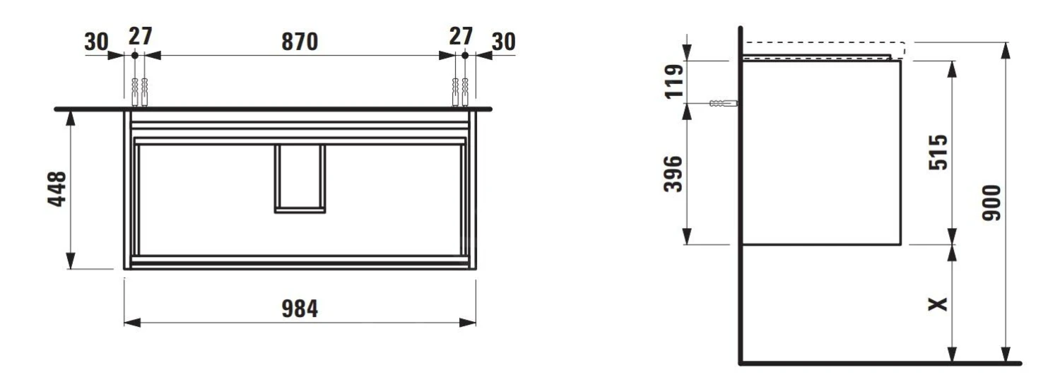 Laufen Lani - Wastafelonderkast, 98x45x52 Cm, 2 Laden, Mat Wit H4035621122601 2 Laufen Lani - Wastafelonderkast, 98x45x52 Cm, 2 Laden, Mat Wit H4035621122601 - Afbeelding 2