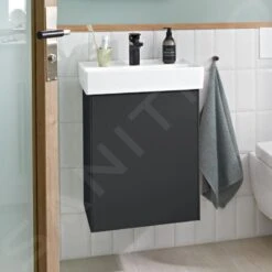 Villeroy & Boch Collaro - Wastafelkast, 410x546x344 Mm, 1 Deur, Scharnieren Links, Mat Zwart C00500PD -Badkamer Luxe a35a05658af9b047fd666ae0