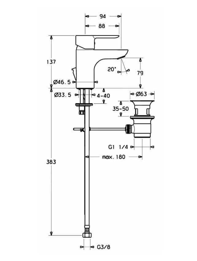 Hansa Ligna - Wastafelkraan Met Afvoergarnituur, Chroom 06072203 2 Hansa Ligna - Wastafelkraan Met Afvoergarnituur, Chroom 06072203 - Afbeelding 2