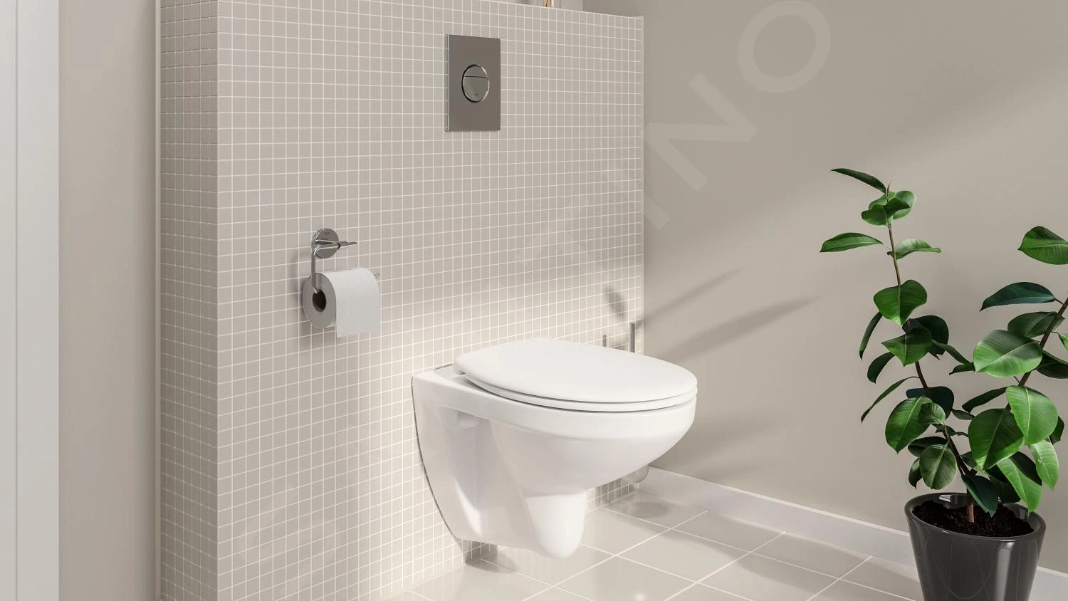 Grohe Solido - Complete Toiletset, Wandcloset + Bau Ceramic Toiletzitting Met SoftClose, Sail Bedieningsplaat, Chroom 39499000 9 Grohe Solido - Complete Toiletset, Wandcloset + Bau Ceramic Toiletzitting Met SoftClose, Sail Bedieningsplaat, Chroom 39499000 - Afbeelding 9