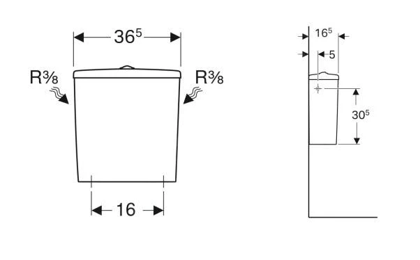 Geberit Selnova - Stortbak, 365x390 Mm, Wit 500.269.01.1 2 Geberit Selnova - Stortbak, 365x390 Mm, Wit 500.269.01.1 - Afbeelding 2