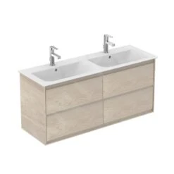 Ideal Standard Connect Air - Wastafelonderkast Voor Dubbele Wastafel 1200 Mm, Licht Hout/mat Lichtbruin Gelakt E0822UK